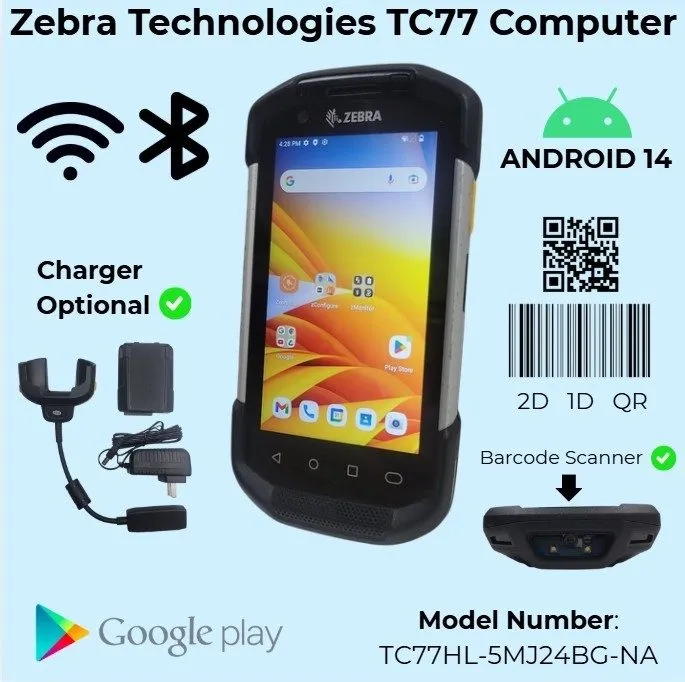Терминал сбора данных Zebra TC77 TC77HL Android 14 GMS Mobile Computer TC77HL-5M — фото лота 1