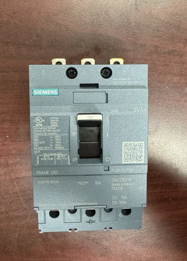 Автоматический выключатель Siemens 3VA4170-4ED34-0AA0 Circuit Breaker 3P/70A /48