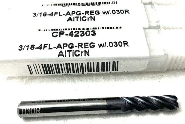 Режущий инструмент Carbide Plus 3/16" 4FL Corner Radius End Mill .03R Carbide Al