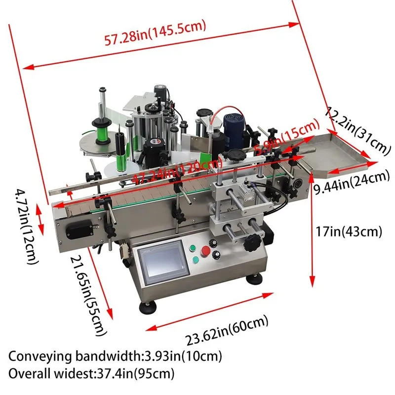 Конвейер 110V 0.78-4.72in Automatic Round Bottle Labeling Machine with Printer &