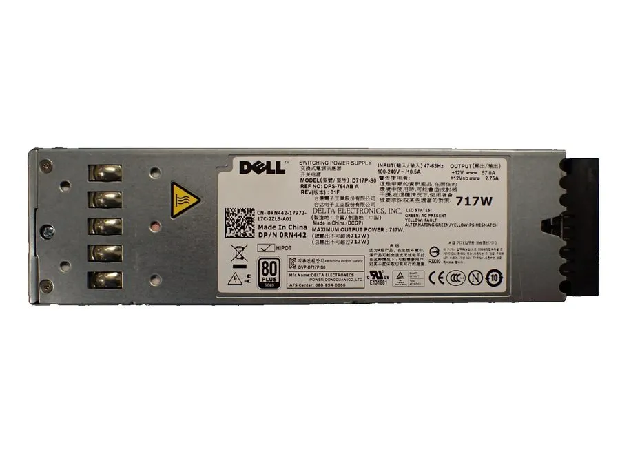 Блок питания Dell 0RN442 R610 717W High Gold Efficiency Power Supply D717P-S0