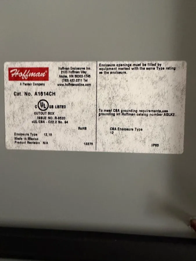 Монтажный шкаф HOFFMAN A1614CH Junction Box Enclosure 16"L x 14"W x 6"H Type 12