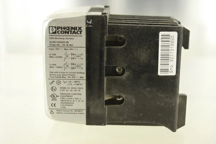 Блок питания PHOENIX CONTACT 2938963 QUINT-DIODE/40 24VDC REDUNDANCY POWER SUPPL
