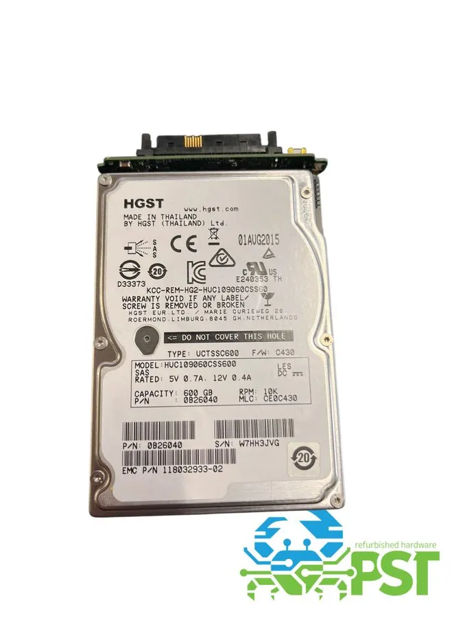 Жёсткий диск EMC HGST 600GB 2.5" 10K 6G SAS HDD HUC109060CSS600 0B26040 11803293 — фото лота 1