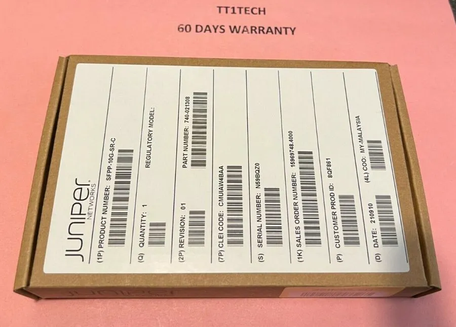 Трансивер Juniper Networks SFPP-10G-SR-C SFP+ 10G-SR OM3 300M (0-70C) Duplex LC/