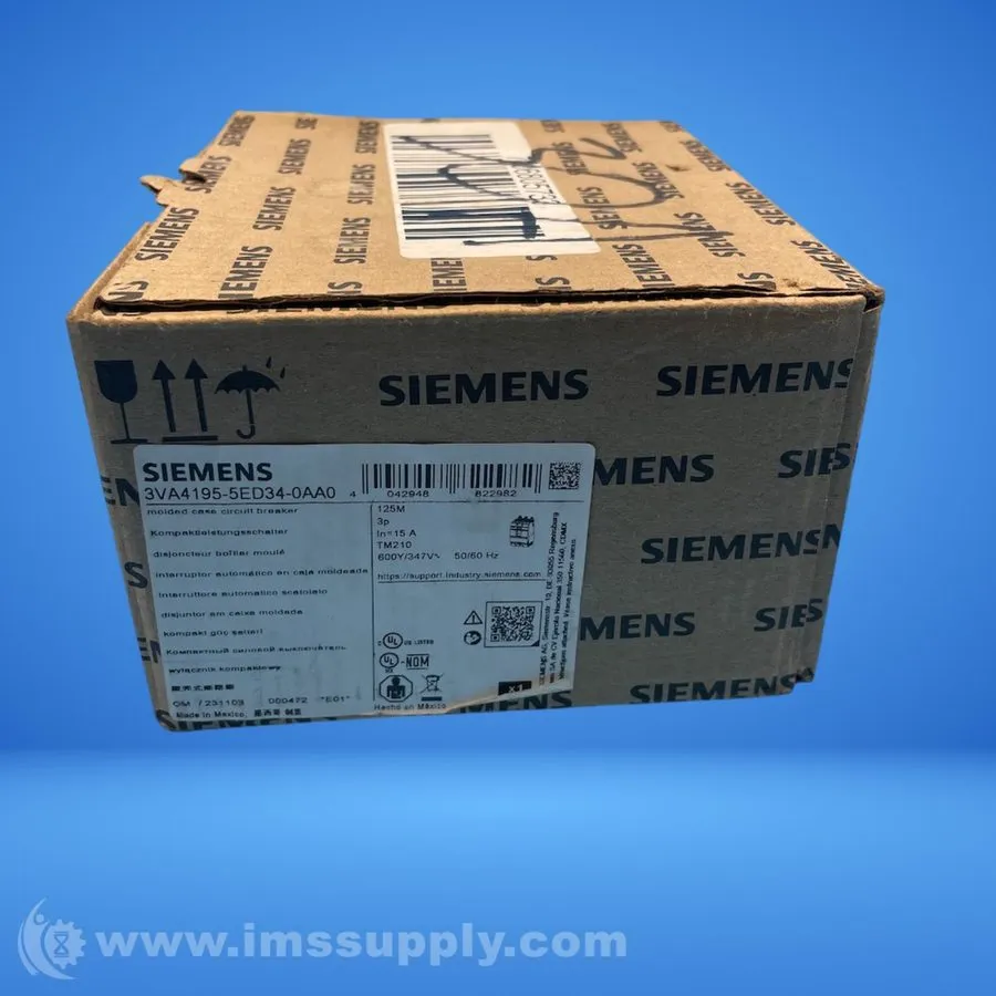 Автоматический выключатель 1 Siemens 3VA4195-5ED34-0AA0 3 Pole 15 Amp Circuit Br