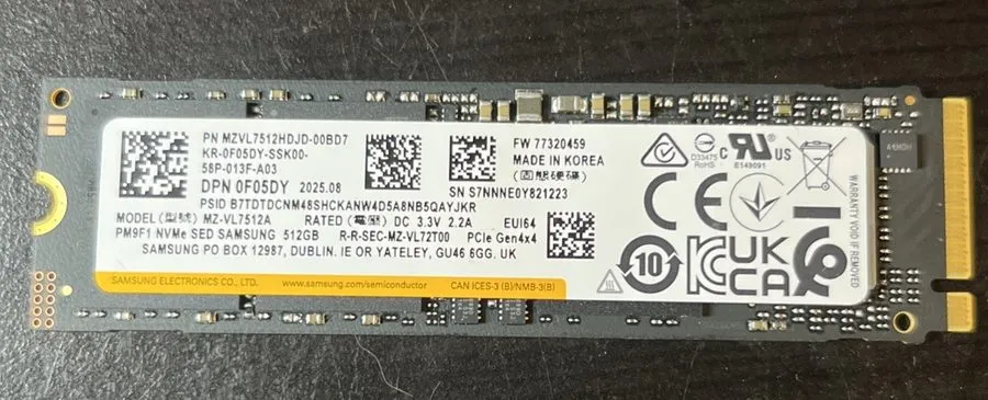 SSD-накопитель Samsung PM9A1 512GB M.2 2280 NVMe SSD MZVL2512HCJQ-00BD1 MZ-VL251