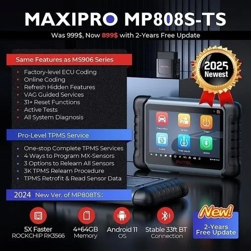 Диагностический сканер 2025 Autel MaxiPRO MP808S-TS MP808S Diagnostic Scanner TP