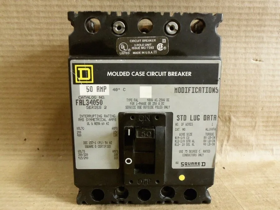 Автоматический выключатель Square D FAL34050 50A 3-Pole 480V Circuit Breaker FA