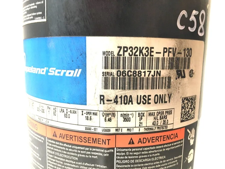 Компрессор Copeland 2.5-3 Ton Scroll Compressor ZP32K3E-PFV-130 / ZP32K3E-PFV-83
