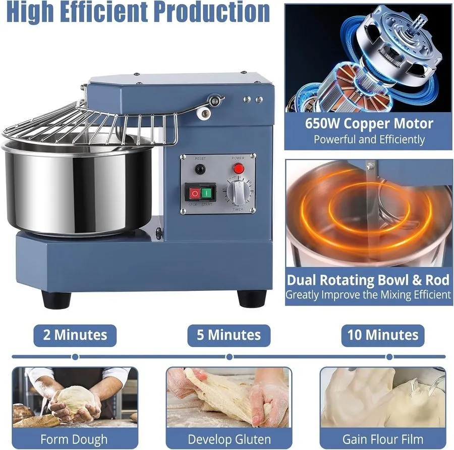 Миксер Commercial Food Mixer 10.5Qt Touch Screen Dough Mixer Timer 650W Dual Rot