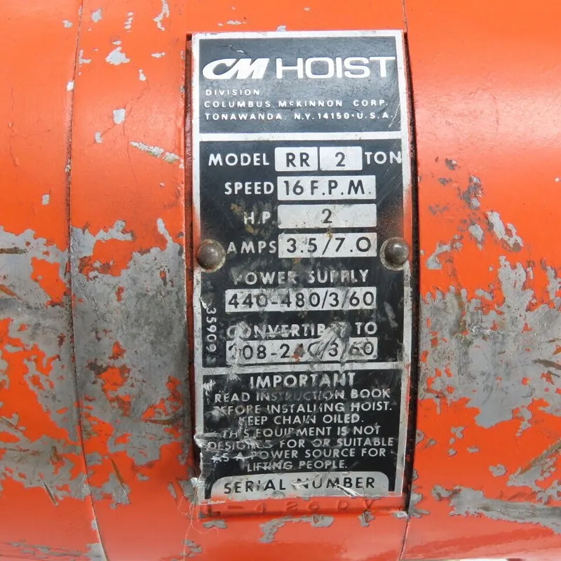 Таль CM Lodestar Model R 2 Ton 4000LB Electric Chain Hoist 8FPM 3Ph 230/460V 20'