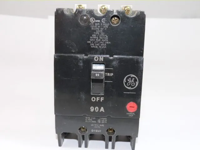 Автоматический выключатель GENERAL ELECTRIC TEY390 TEY 3 POLE 90 AMP 480v CIRCUI