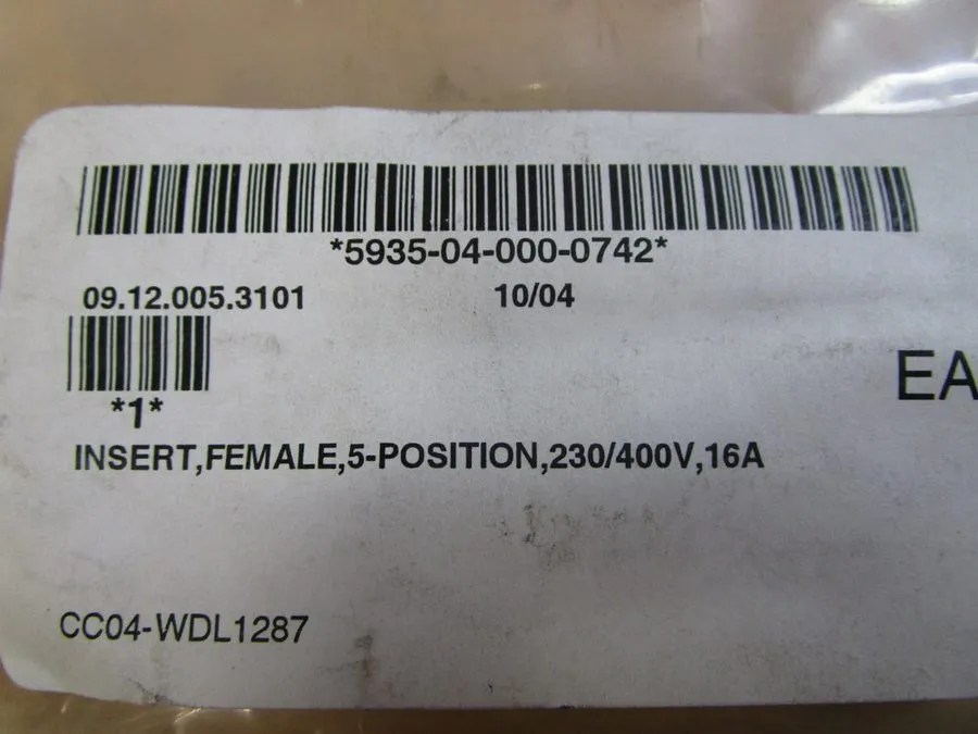 Разъём Harting 09 12 005 3101 Female Connector Insert Han Q5/0-F