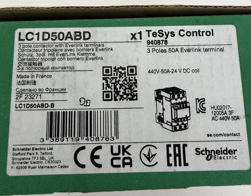 Контактор LC1D50ABD X1 TeSys Control 3 Poles 50 A Everlink Terminal