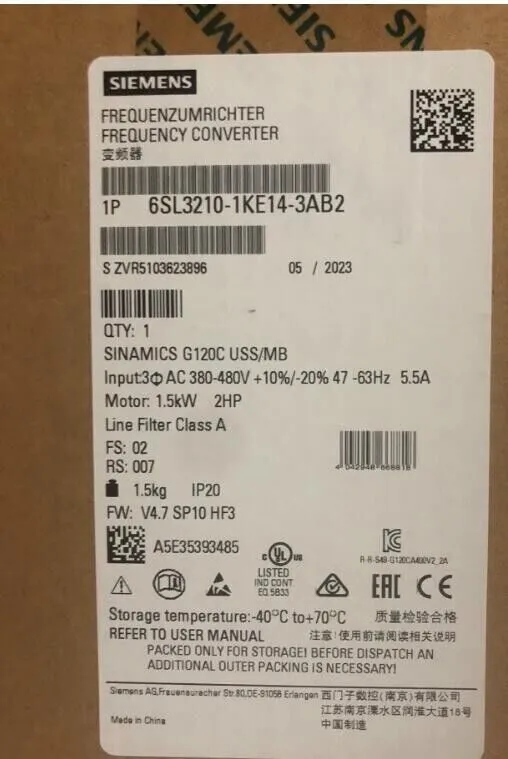 Частотный преобразователь 6SL3210-1KE14-3AB2 SIEMENS SINAMICS G120C RATED POWER