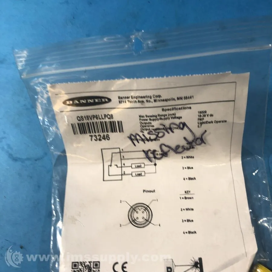 Фотоэлектрический датчик Banner QS18VP6LLPQ8 Photoelectric Sensor 10-30VDC M12 I