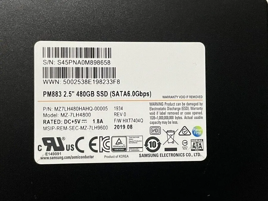 SSD-накопитель Samsung PM883 480G 480GB SATA 6.0Gbps Enterprise SSD MZ-7LH4800 M