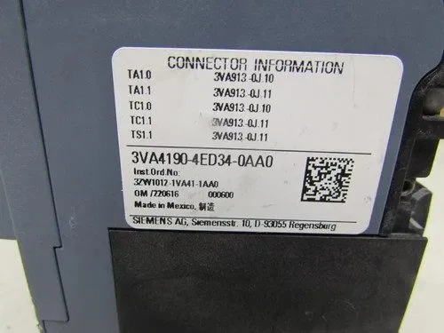 Автоматический выключатель SIEMENS 3VA4190-4ED34-0AA0 Breaker 3VA41 3P 90A 25KA  — фото лота 1