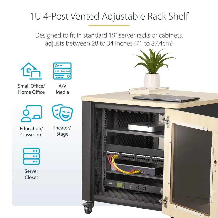 Стойка/шкаф Adjustable 1U 4-Post Vented Rack Shelf, 28-34.4in, 150lb Capacity, H