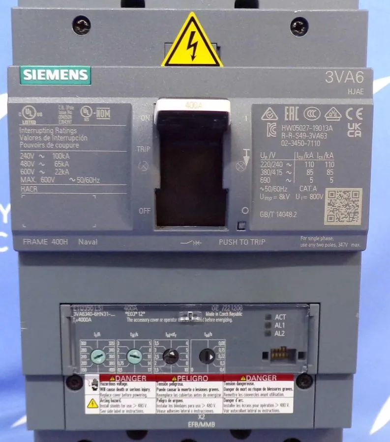 Автоматический выключатель Siemens 3VA6340-6HN31-0aa0 3p 400a 65k LSI Trip Unit