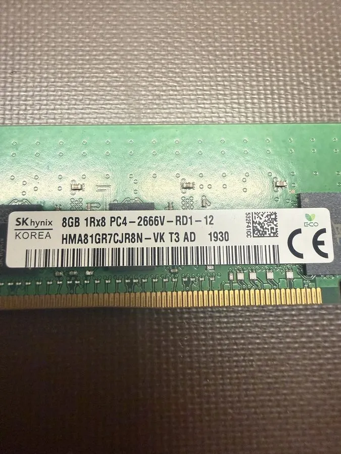 Модуль памяти SK hynix 8GB DDR4 2666MHz PC4-21300 ECC RDIMM Server RAM HMA81GR7C