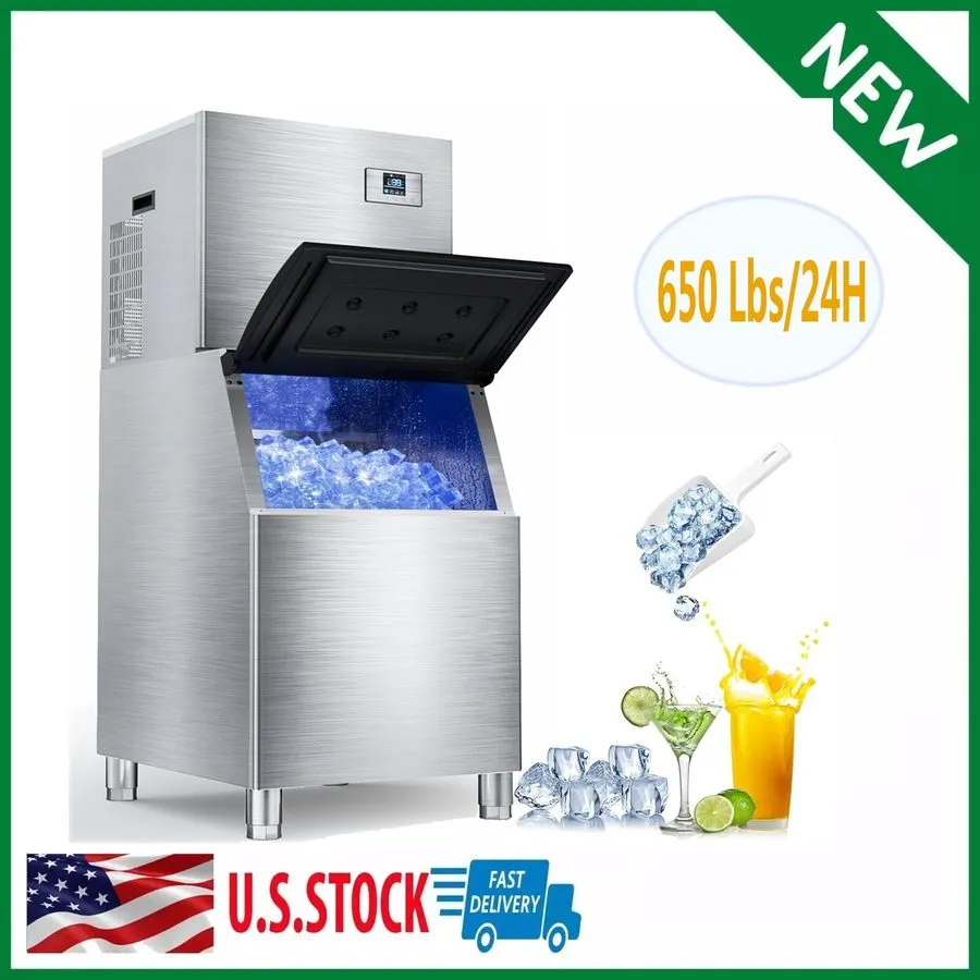 Льдогенератор Commercial Ice Machine 650LBS/24H with 400LBS Storage Bin, Industr