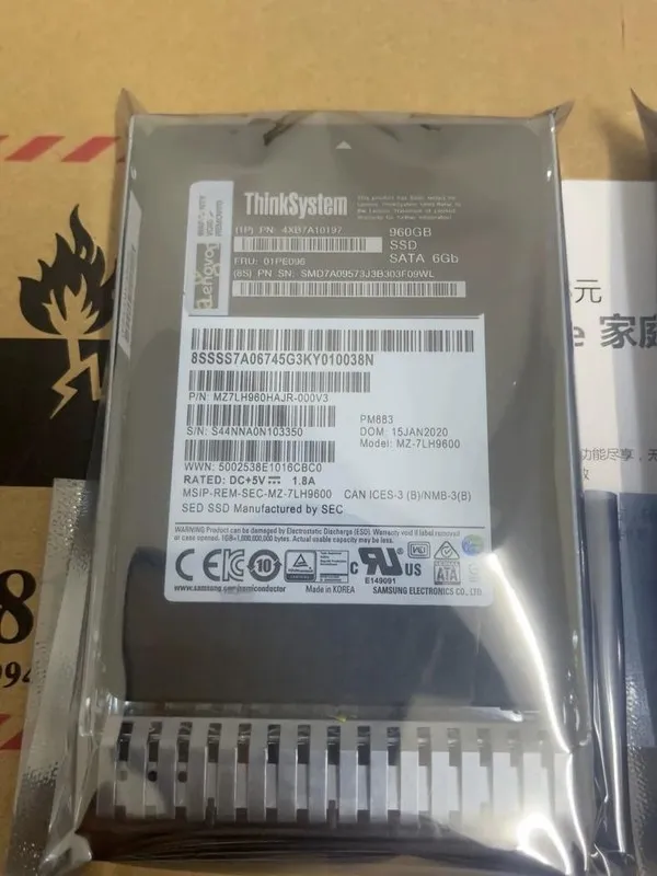 Сервер 01PE096 4XB7A10197 Lenovo 960GB ThinkSystem 2.5'' SATA 6Gbps SR550 SR650 
