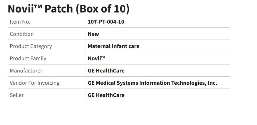 Медицинское оборудование GE Healthcare Novii Patch 107-PT-004-10 5-Electrode Pac — фото лота 1