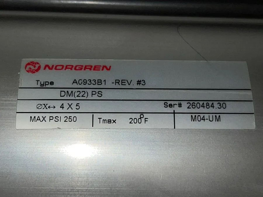 Пневмоцилиндр Norgren Pneumatic Cylinder, A0933B1, 250psi, 4" Stroke
