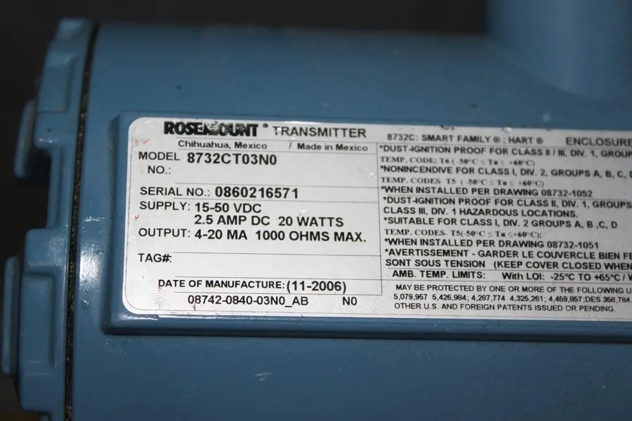 Датчик Rosemount 8732CT03N0 Transmitter with 8711Tha005u1g1no Magnetic Flowtube