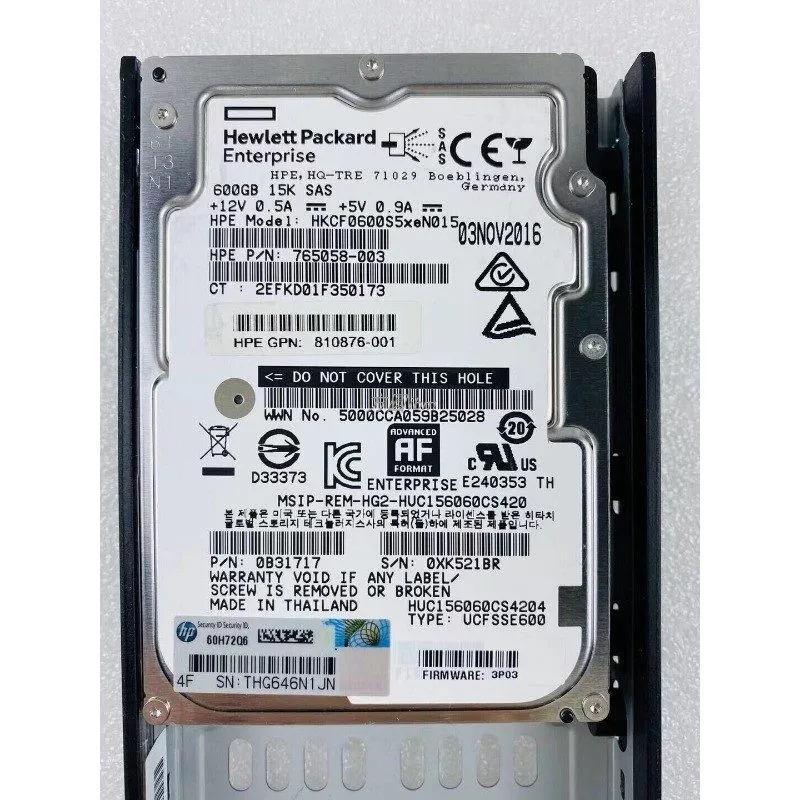 Жёсткий диск HPE K2P98B 810765-001 600GB 15K RPM 12Gb SAS 2.5" SFF 3PAR StoreSer