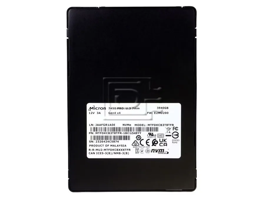 SSD-накопитель Micron 7450 PRO MTFDKCB3T8TFR-1BC1ZABYY 3.84TB U.3 RI PCIe 4 NVMe — фото лота 1