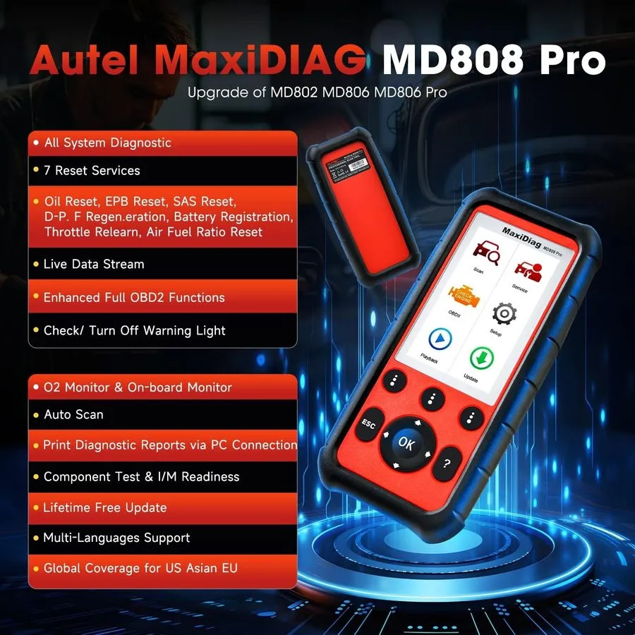 Диагностический сканер Autel MaxiDiag MD808 Pro Automatic Diagnostic Scanner Too