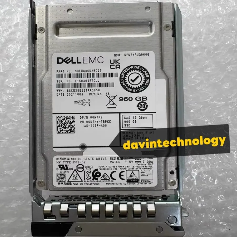 SSD-накопитель 6N7KY 06N7KY Dell EMC 960GB 12Gbps SAS RI TLC 2.5'' SSD 14/15/16G