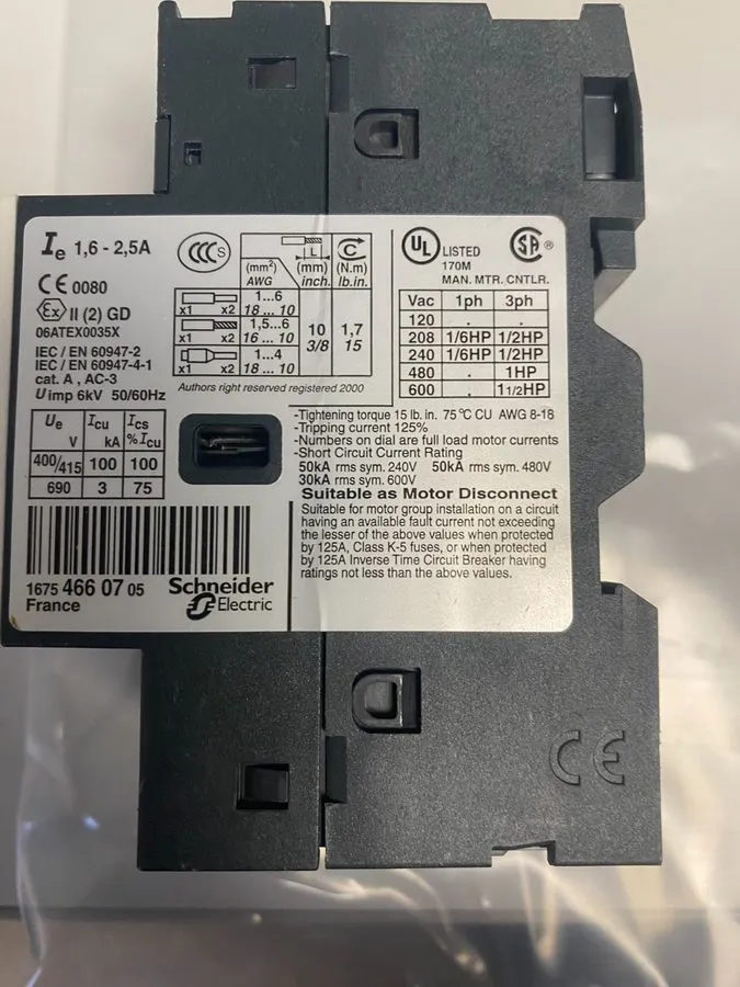 Автоматический выключатель Schneider GV2ME07 Circuit breaker-thermal-magnetic 1.