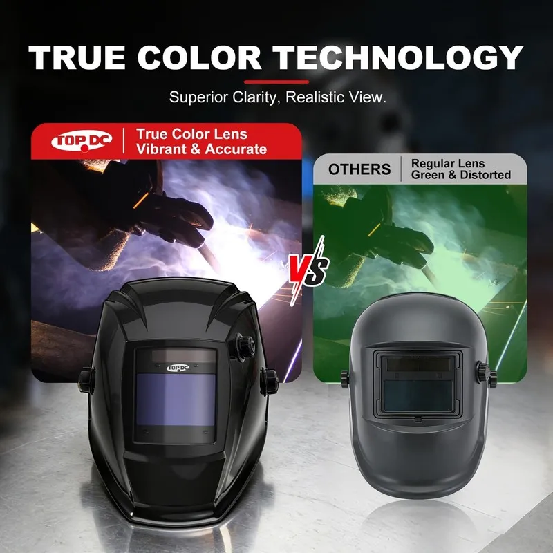Сварочная маска TOPDC Auto Darkening Welding Helmet 3.94x2.64 in Viewing Screen — фото лота 2