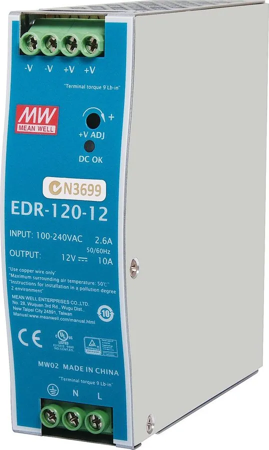 Блок питания Mean Well EDR-120-12 120W 12VDC 10A DIN Rail Switchmode Power Suppl
