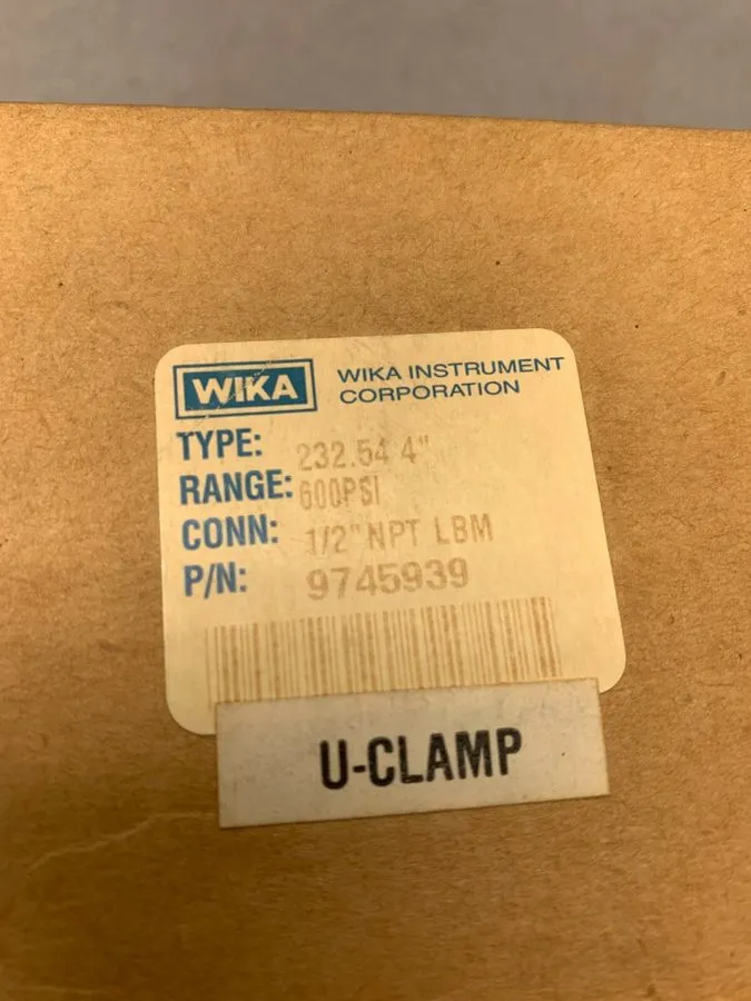 Трубопроводная арматура WIKA 600 PSI GAUGE 9745939