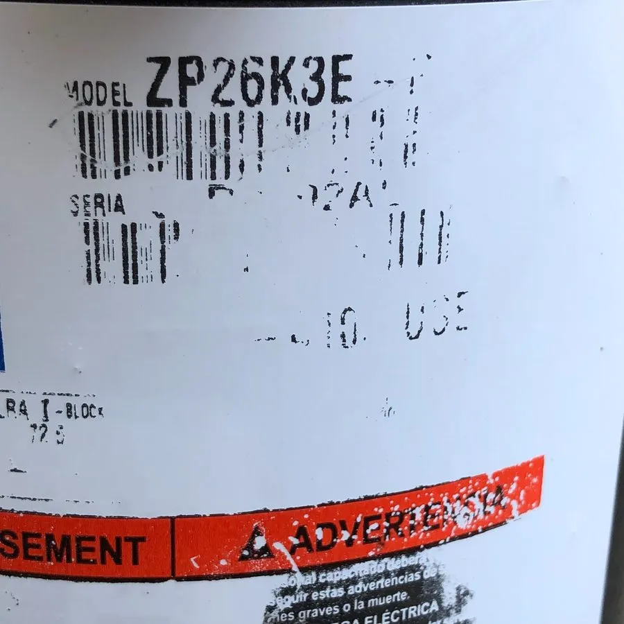 Компрессор Copeland 2 Ton Scroll A/C Compressor ZP26K3E-PFV-230 ZP26K3E-PFV-830 