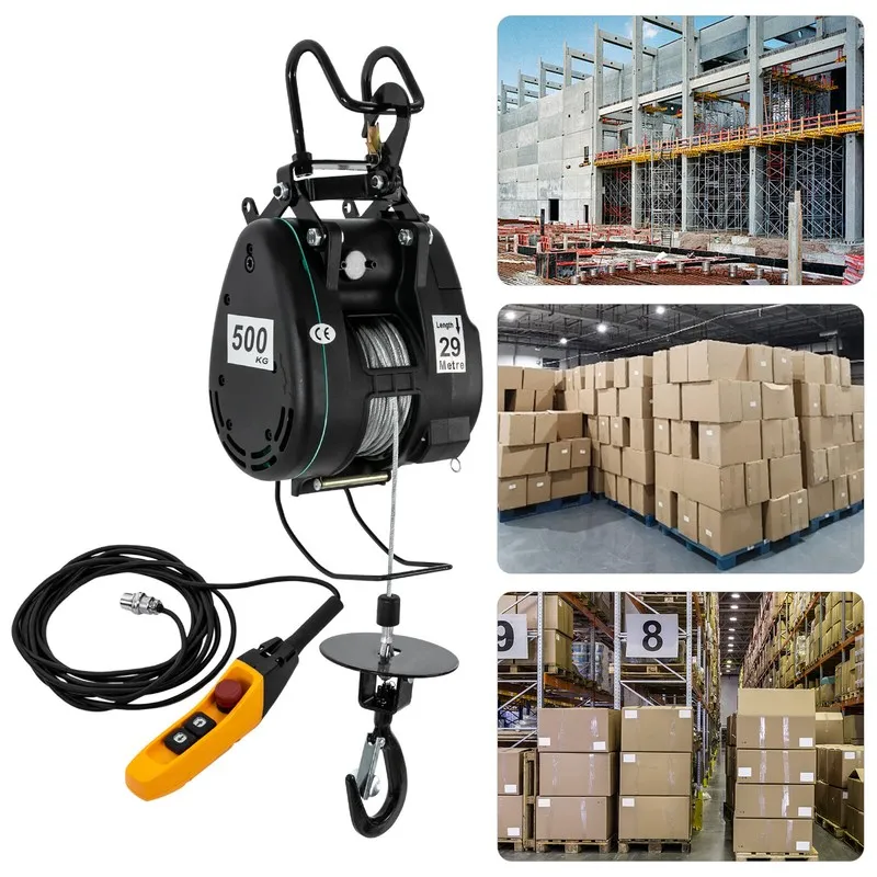 Таль Portable Electric Hoist Winch 500 kg/1102 lbs with 29 m/95.14ft Lifting Hei — фото лота 2