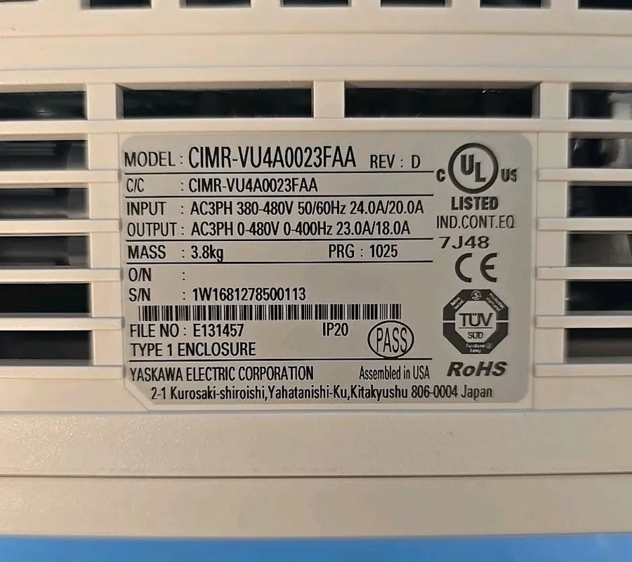 Частотный преобразователь Yaskawa CIMR-VU4A0023FAA V1000 AC Drive 24A 380/480VAC