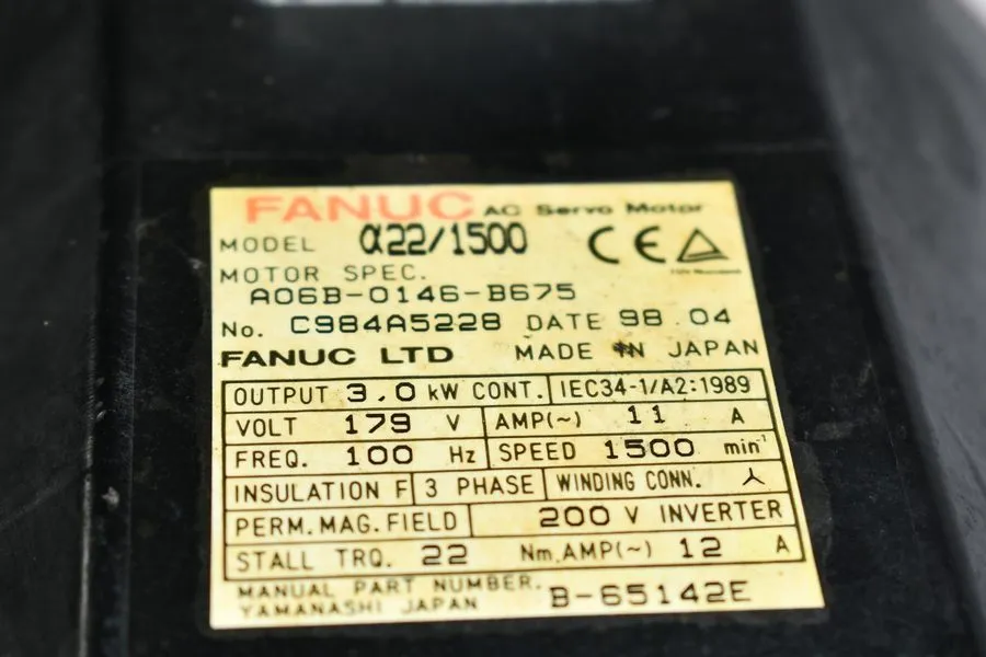 Серводвигатель Fanuc A06B-0146-B675 AC Servo Motor A22/1500 3.0 kW 3PH