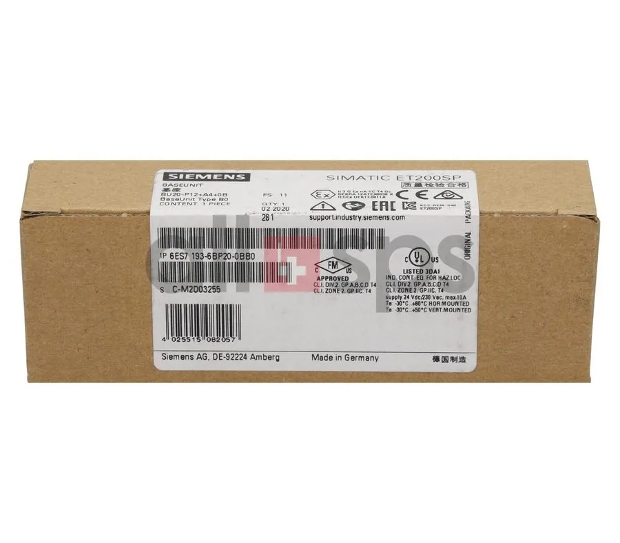 Модуль ввода-вывода Siemens 6ES7193-6BP20-0BB0 SIMATIC ET 200SP, BaseUnit BU20-P — фото лота 1