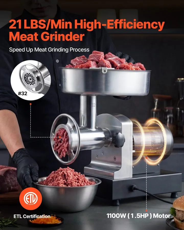 Оборудование для общепита VEVOR Commercial Meat Grinder 1100W 21Lbs/Min Capacity — фото лота 1