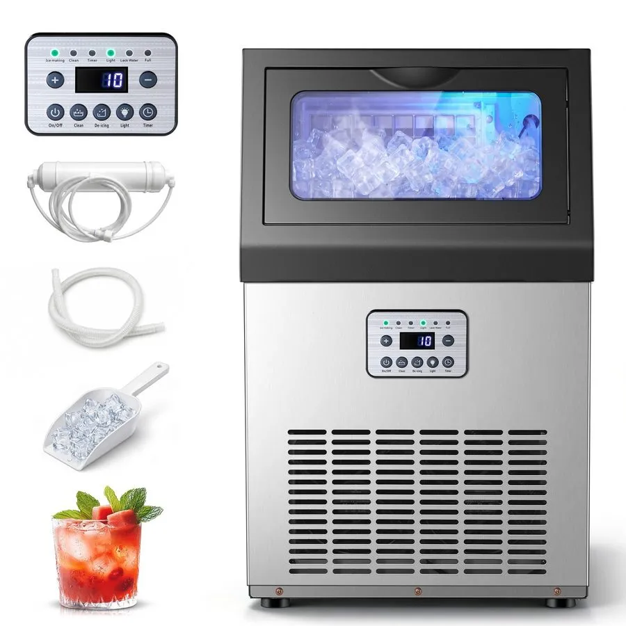 Льдогенератор 80lbs/24h Commercial Undercounter Ice Maker Built-in Ice Cube Mach