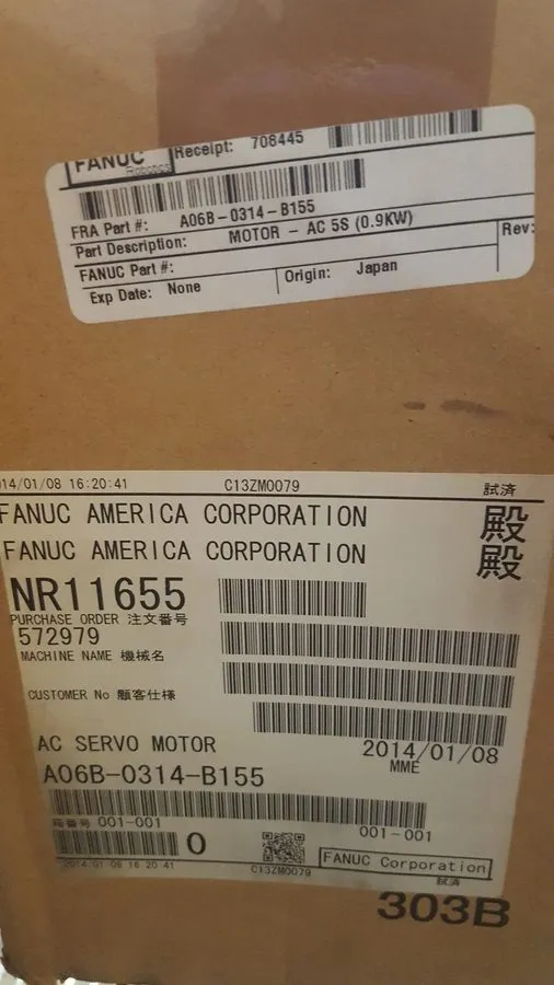 Серводвигатель FANUC 5S AC Servo Motor A06B-0314-B155 C078M1721