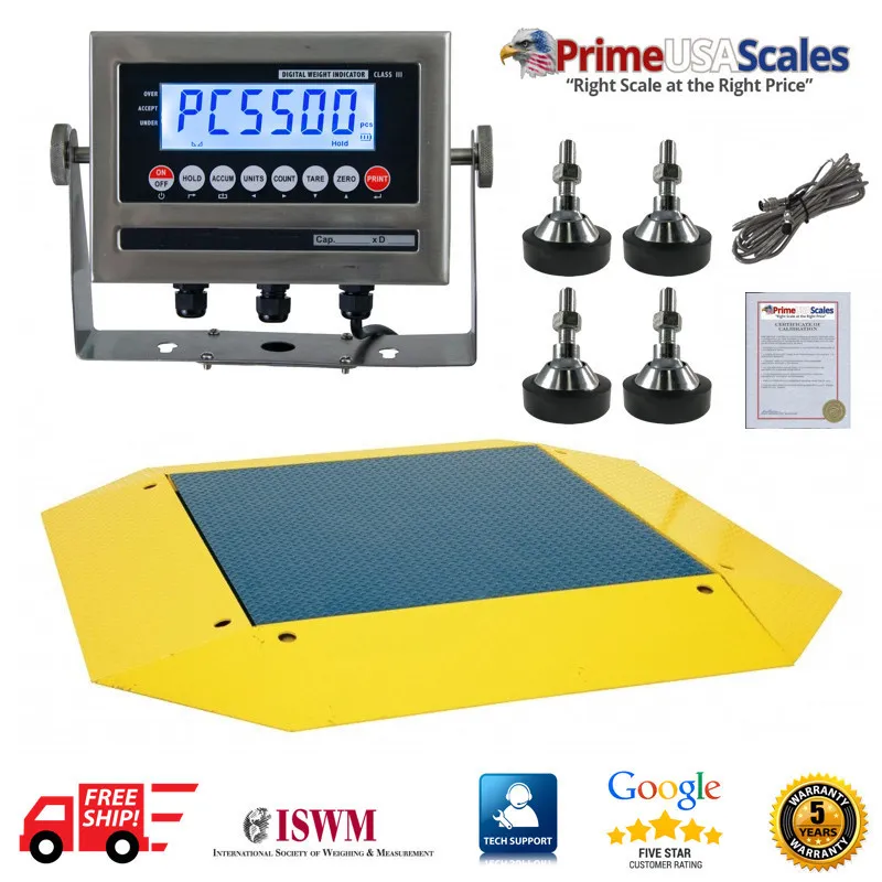 Весы OP-960 Pancake Floor Scale 4' x 4' Pallet Scale 1,000 lb Ramps 360 Degrees — фото лота 1