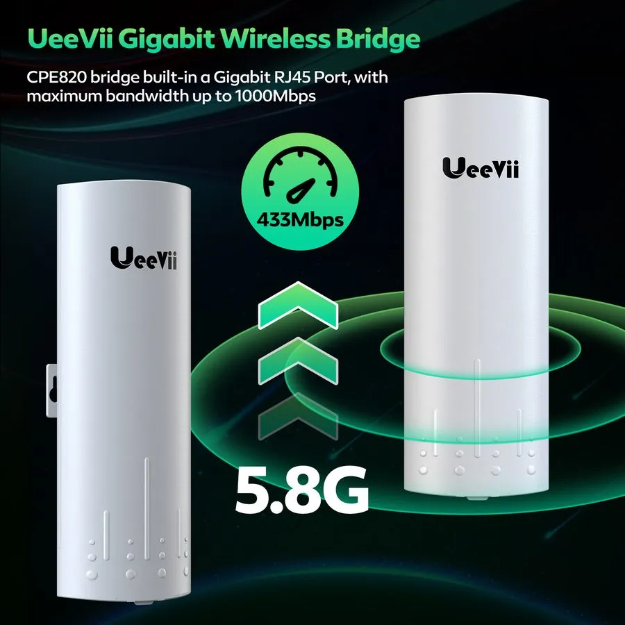 Точка доступа Wi-Fi UeeVii Wireless Bridge CPE820 5.8G 1000mbps 3KM Point to Poi — фото лота 2