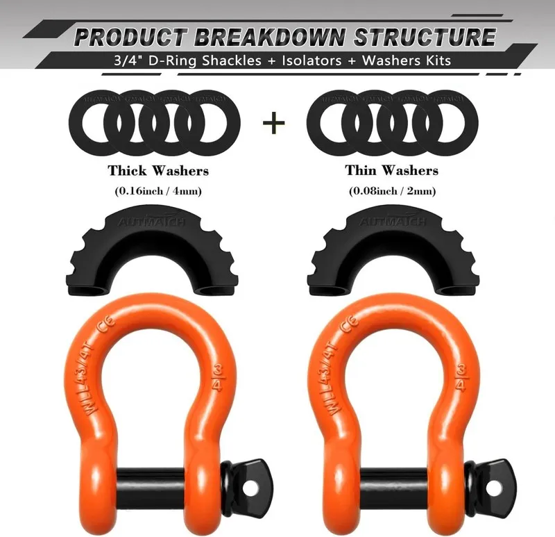Такелажная скоба D Ring Shackle 3/4" Shackles 41,887Ibs Break Strength Clevis Sh